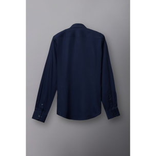 Camicia Uomo 1 Bottone Francese Slim Satin Unito Blu