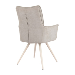 Chaise pivotante 180° avec accoudoirs tissu doux et pieds métal - TOMA