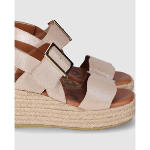 Sandalias de Serraje - Platino - Tacón: 6 cm