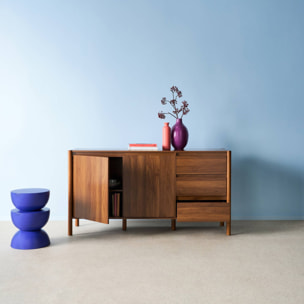 Buffet décor bois 2 portes 3 tiroirs 150cm HARMONY