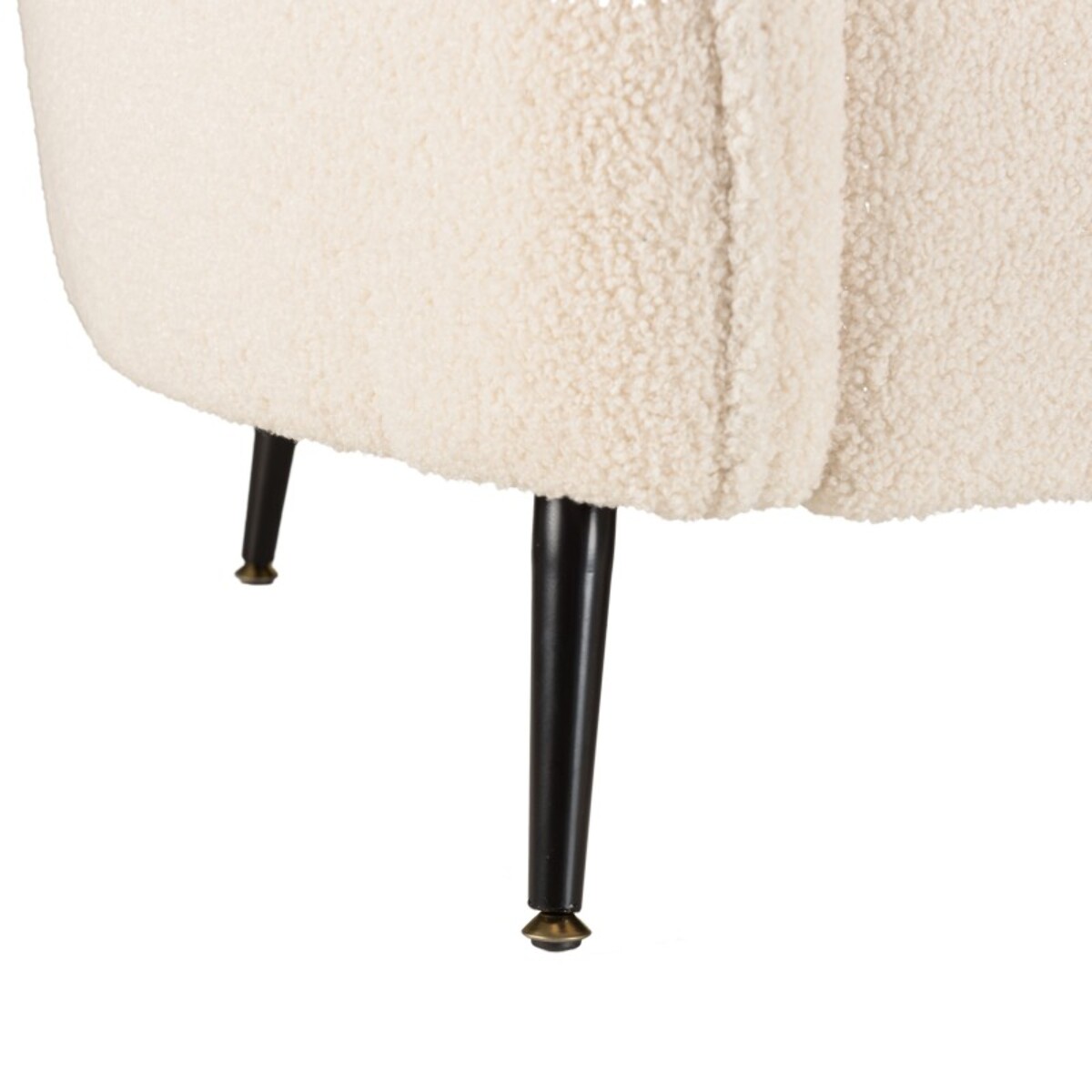 LEOPOLD - Canapé vague 2 places tissu bouclette écru pieds métal