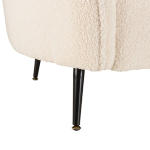LEOPOLD - Canapé vague 2 places tissu bouclette écru pieds métal