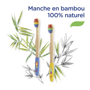 6 Brosses à Dents Signal Enfants Bambou Naturel Souple (Lot de 6 )