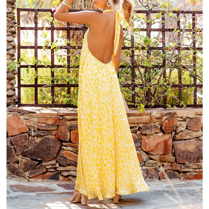 Vestido - crema y amarillo