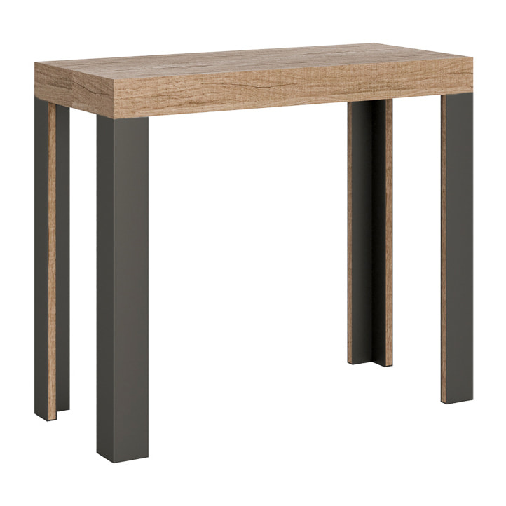 Consola extensible 90x40/196 cm Linea Small Roble Natural estructura Antracita