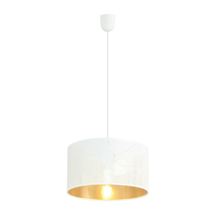 Lampada a sospensione Aston in acciaio bianco con interno dorato