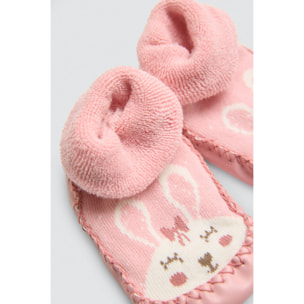 Calzino termico per neonato con suola antiscivolo rosa