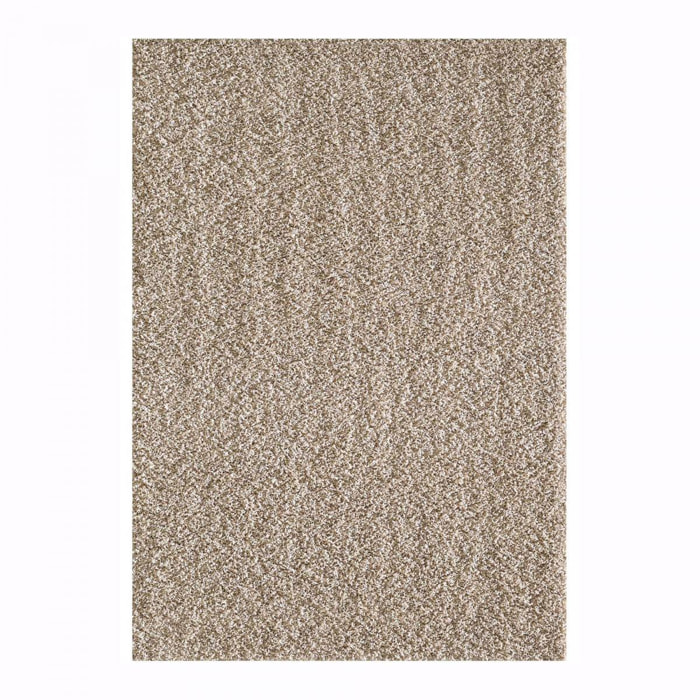 Tapis longs poils shaggy 120x170 rectangle tissé beige motif uni SIMPLE