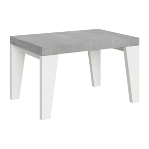 Mesa extensible 90x130/234 cm Naxy Mix tapa Cemento patas Fresno Blanco