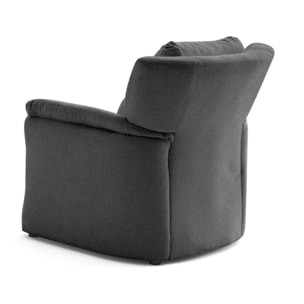Bastille - fauteuil en tissu velours relief - Gris Anthracite