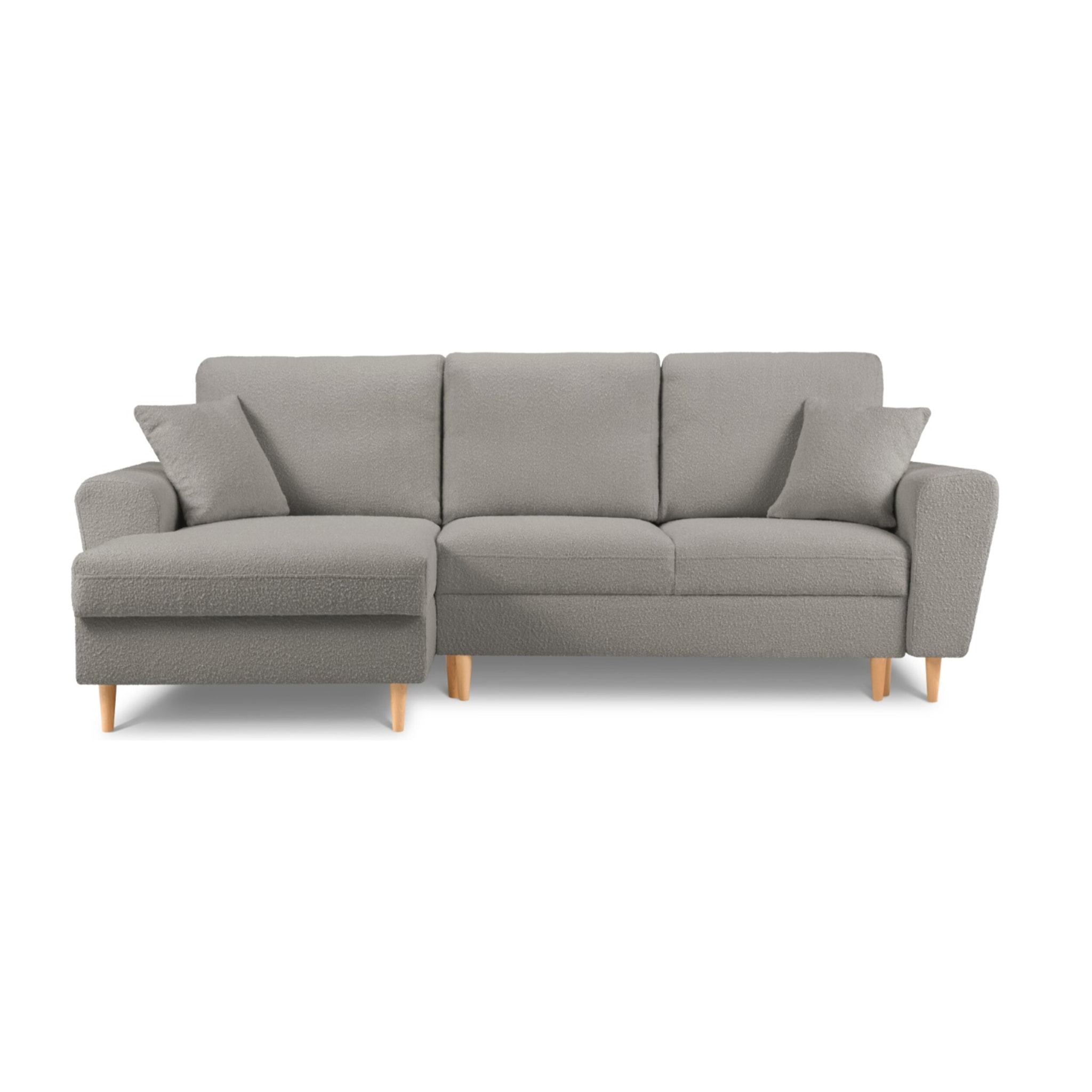 Canapé d'angle gauche convertible avec coffre de rangement "Kyoto" 4 places en bouclé gris