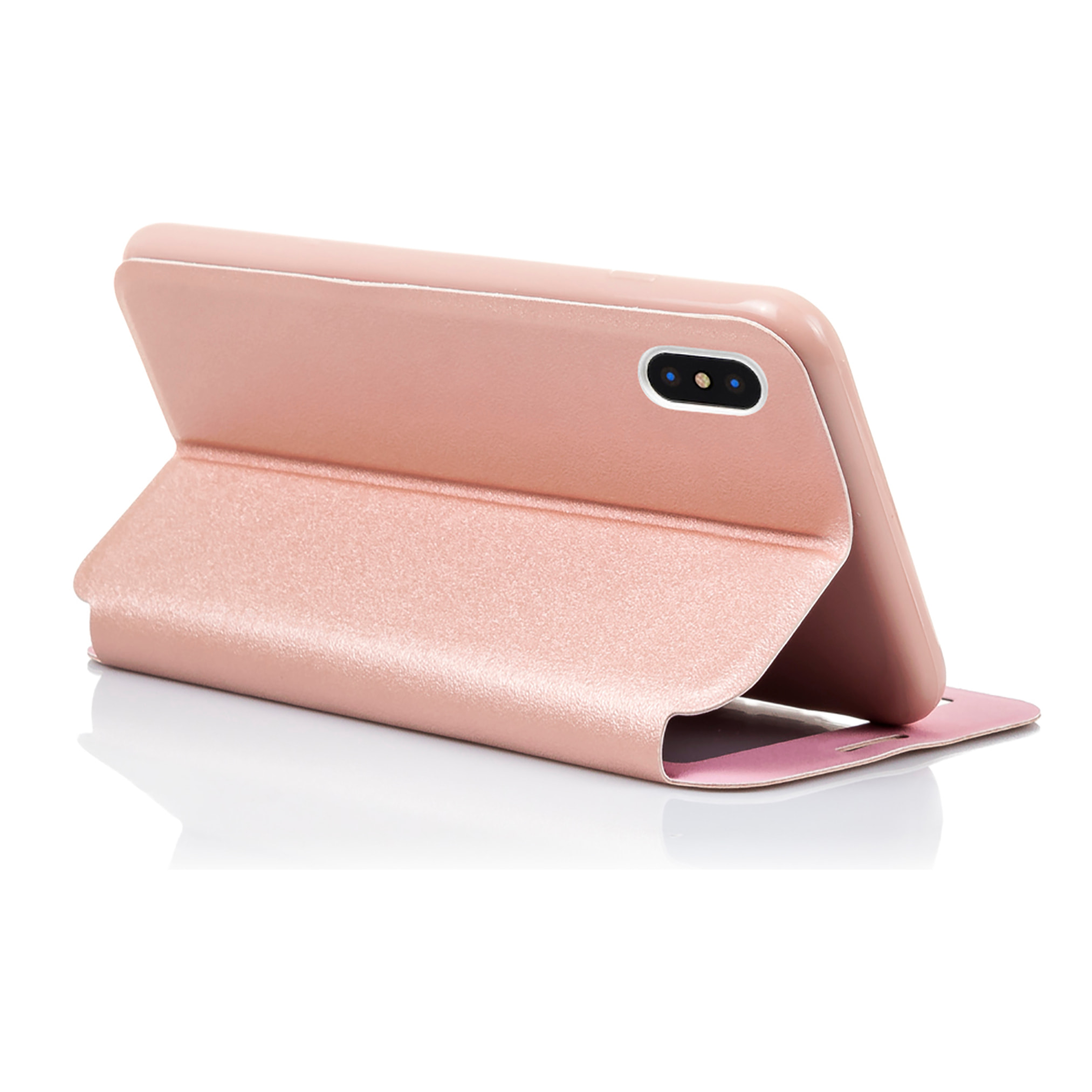 DAM CUSTODIA A LIBRO CON CHIUSURA MAGNETICA A FINESTRA IPHONE X 7x2x14 Cm. Colore: oro rosa