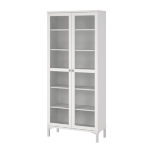 Vetrina Wutip, Credenza espositiva, Vetrinetta multiuso, Madia da soggiorno, 89x36 h203 cm, Bianco