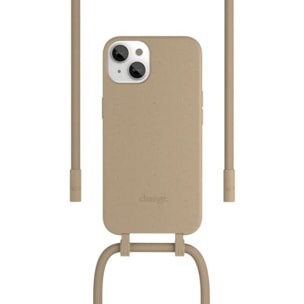 Coque avec cordon WOODCESSORIES iPhone 14 Plus Tour de cou Taupe