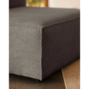 Sillón de bouclé color gris oscuro de 110x90cm Alto: 70 Largo: 110 Ancho: 90