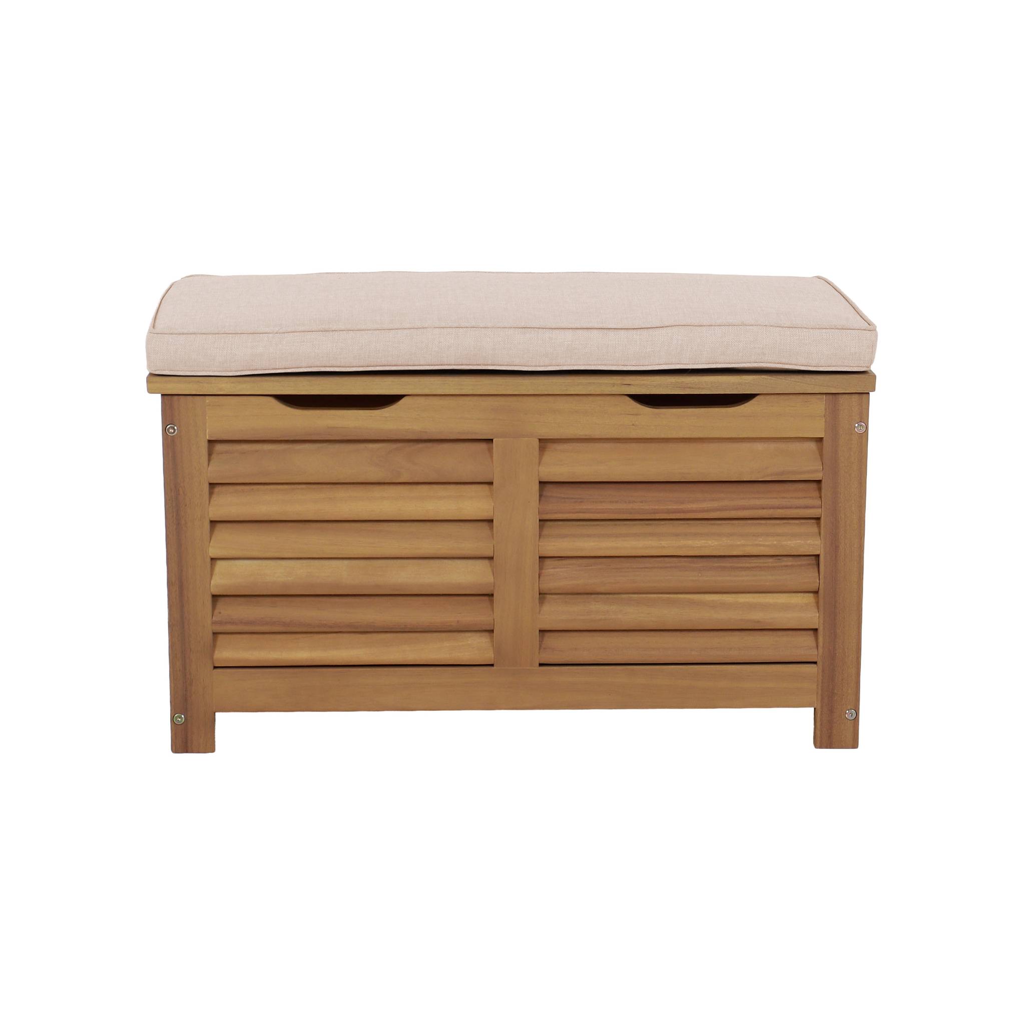 Coffre de jardin / Banc bois d'acacia 63L naturel avec vérins - Zafra