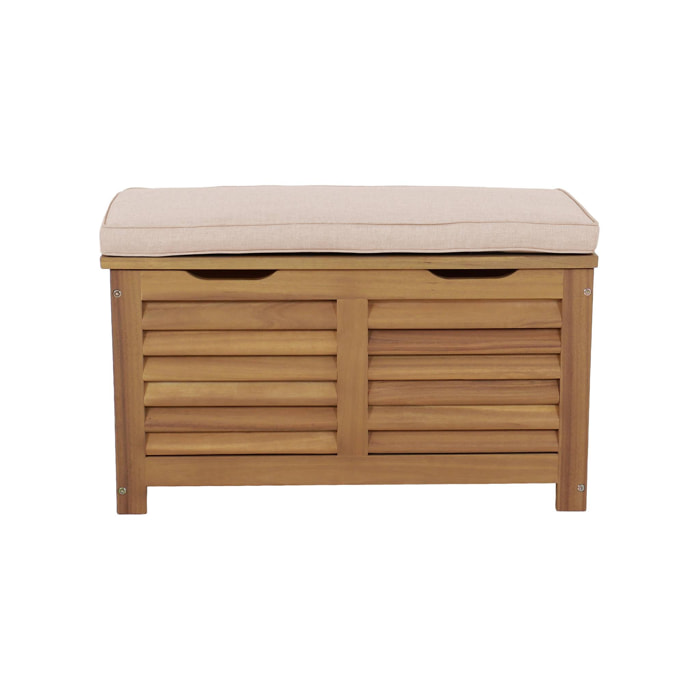 Coffre de jardin / Banc bois d'acacia 63L naturel avec vérins - Zafra