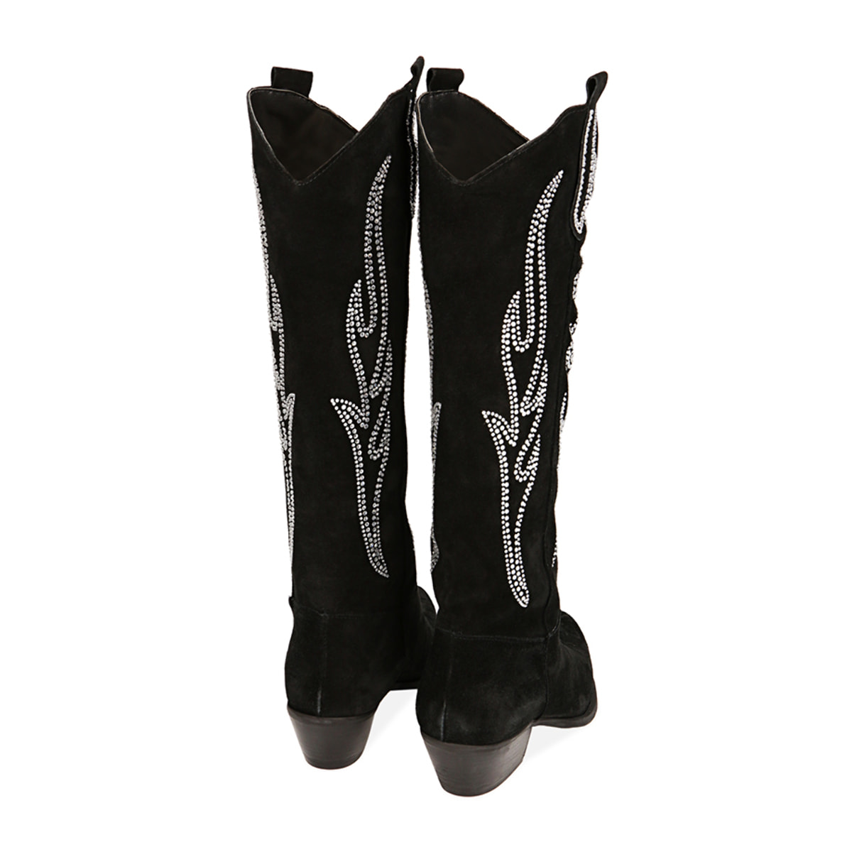 Botas negras de gamuza, tacón 7 cm