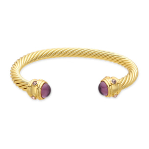 Brazalete de Cristal Morado acabado en oro amarillo de 18k