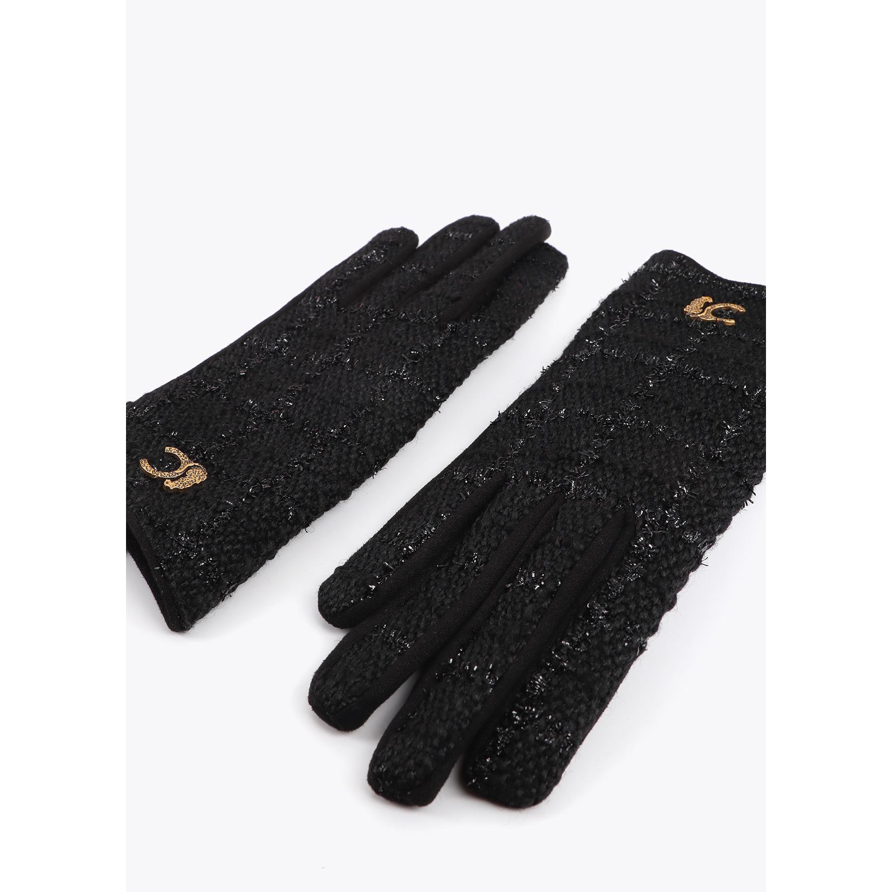 Guanti combinati in tweed