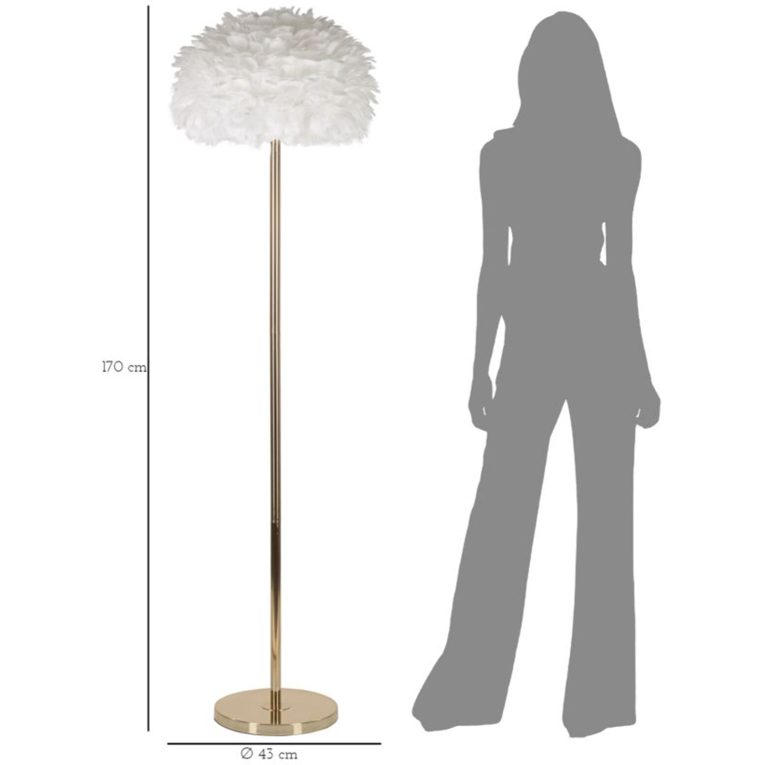 LAMPADA DA TERRA FEATHERS SLIM BIANCA CM Ø 43X170