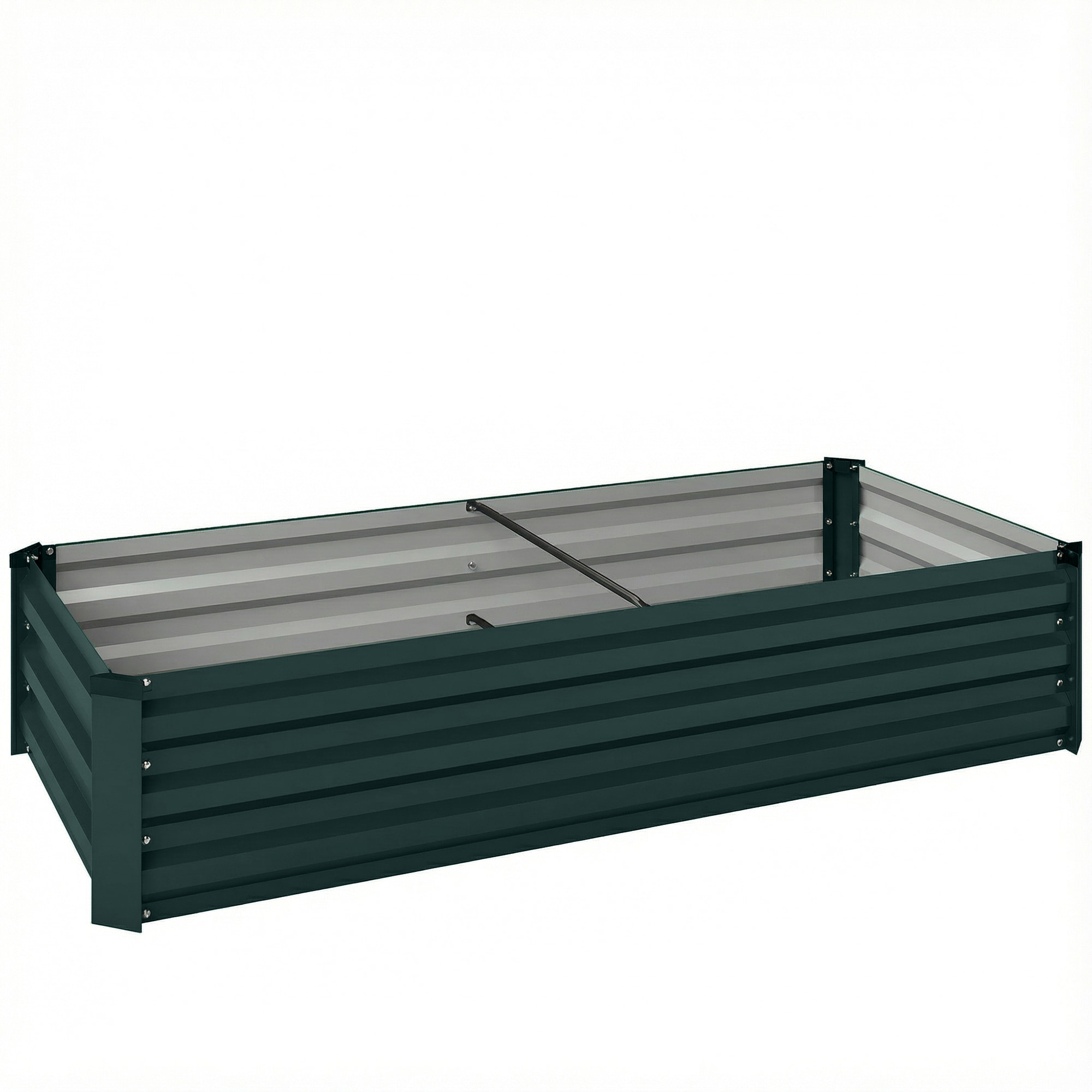 Jardinière rectangulaire carré potager dim. 150L x 70l x 30H cm acier ondulé vert