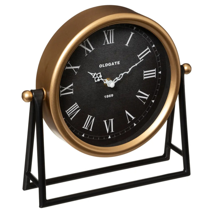 Horloge à poser "Luca" - métal - noir & doré 26x26 cm