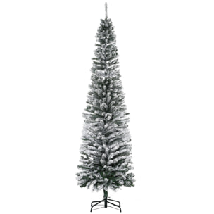Árbol de Navidad 225 cm Árbol de Navidad Artificial Nevado con 738 Ramas y Soporte de Metal Árbol Navideño para Salón Verde y Blanco