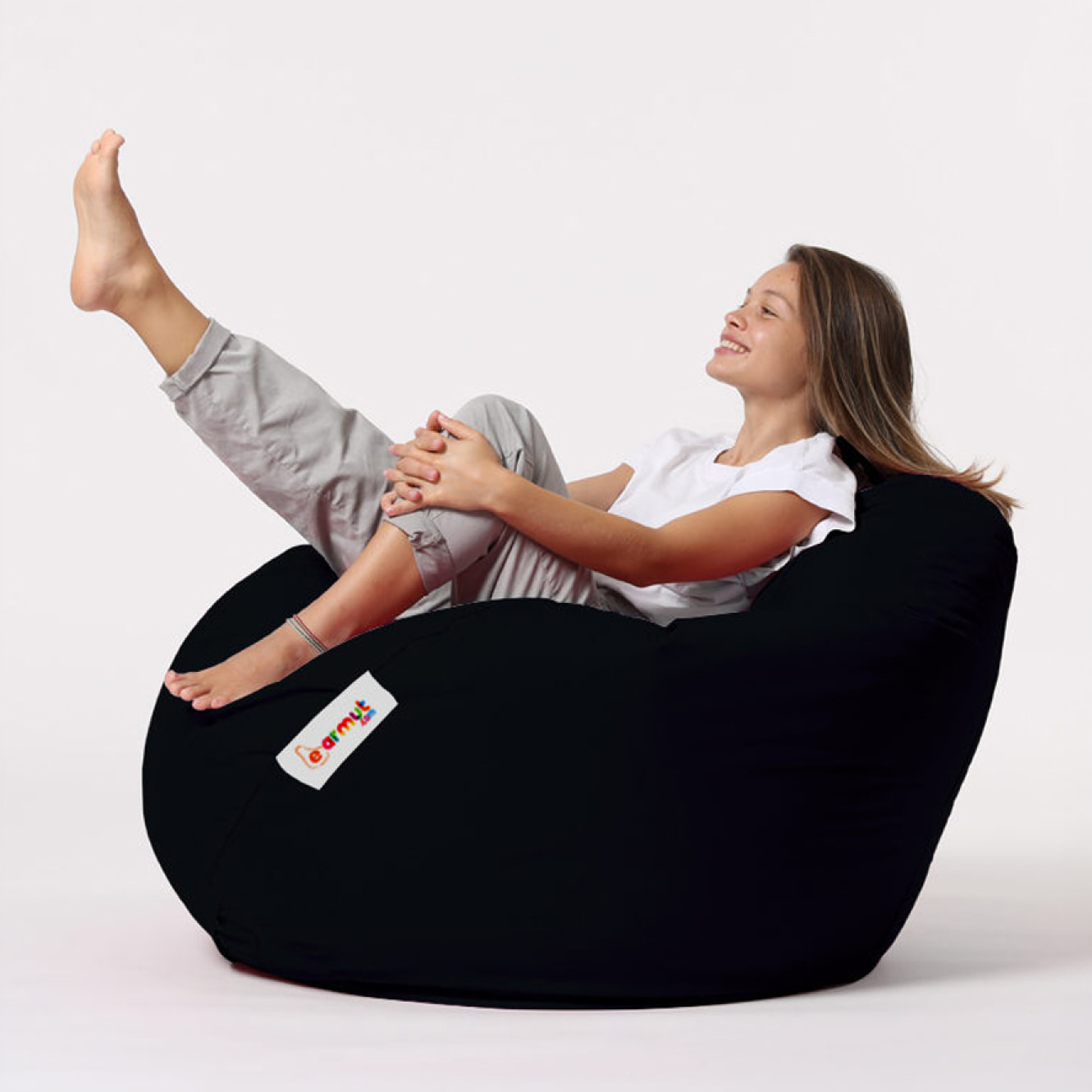 Pouf poire d'extérieur 130x115cm noir KAYAR