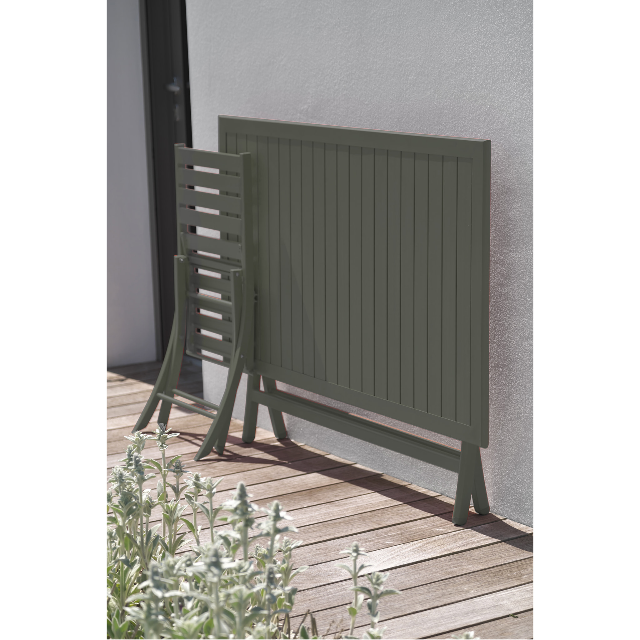 MARIUS - Table de jardin pliante en aluminium vert