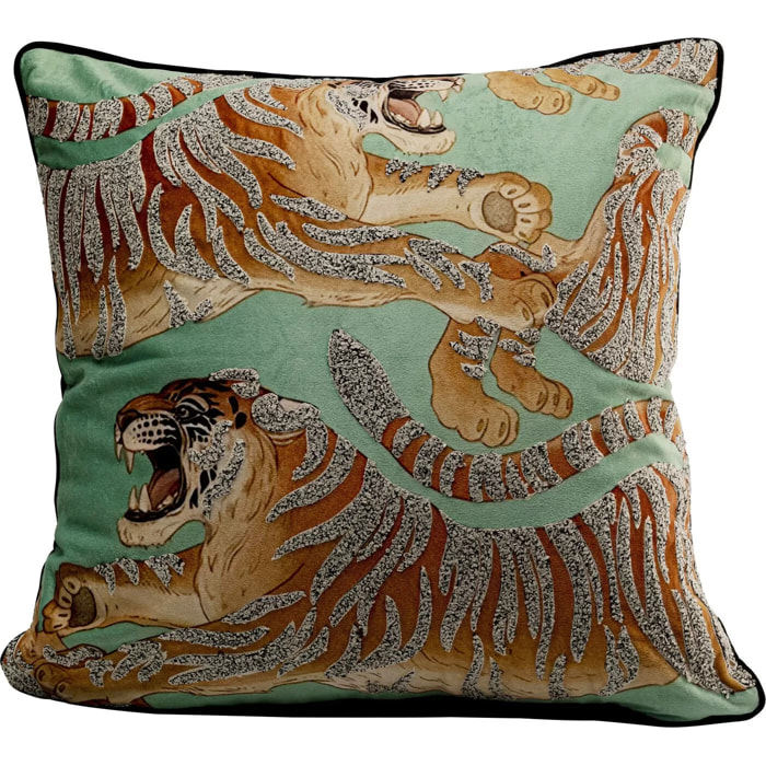 Coussin vert tigres Kare Design