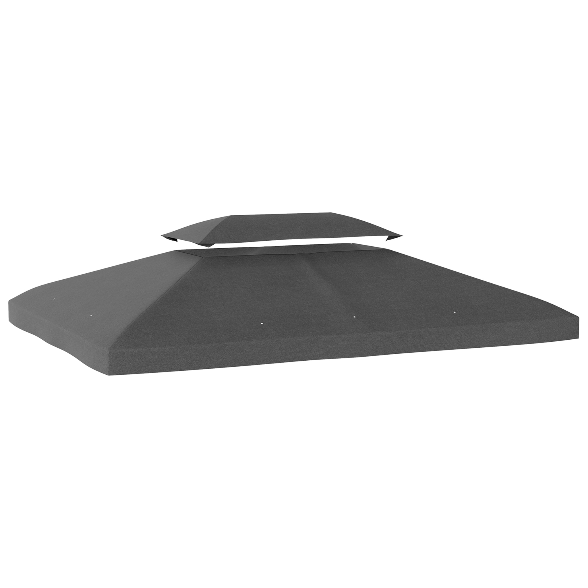Techo de Repuesto para Cenador, 4x3 m, Cubierta de Repuesto con Techo Doble, 10 Orificios de Drenaje y Protección UV, SOLO Toldo de Recambio para Pabellón Gazebo, Gris Oscuro