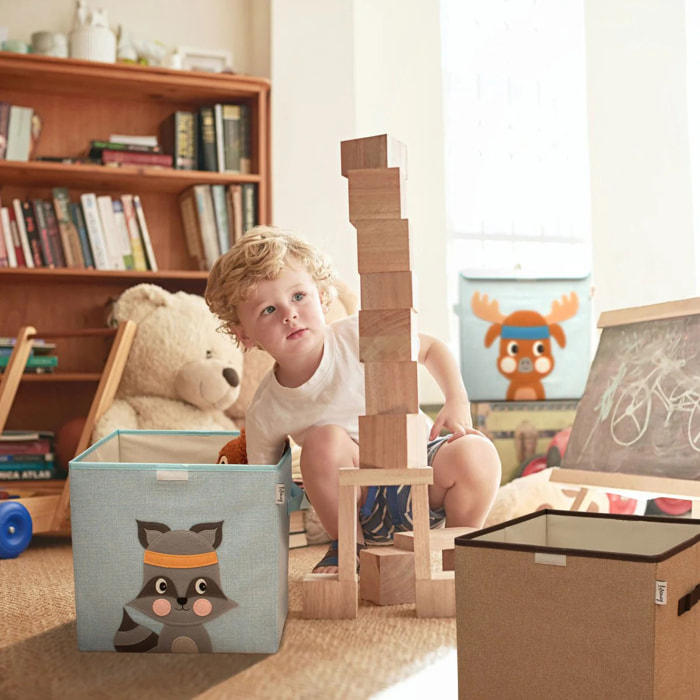 Boîte de rangement en tissu pour enfant "raton laveur" avec couvercle, compatible Ikea Kallax Lifeney