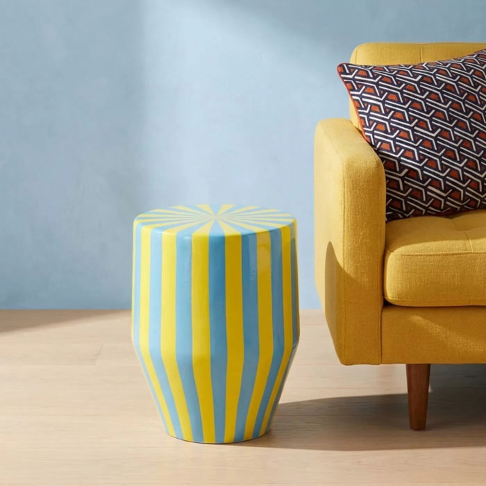 Table d'appoint Candy 30cm bleue et jaune Kare Design