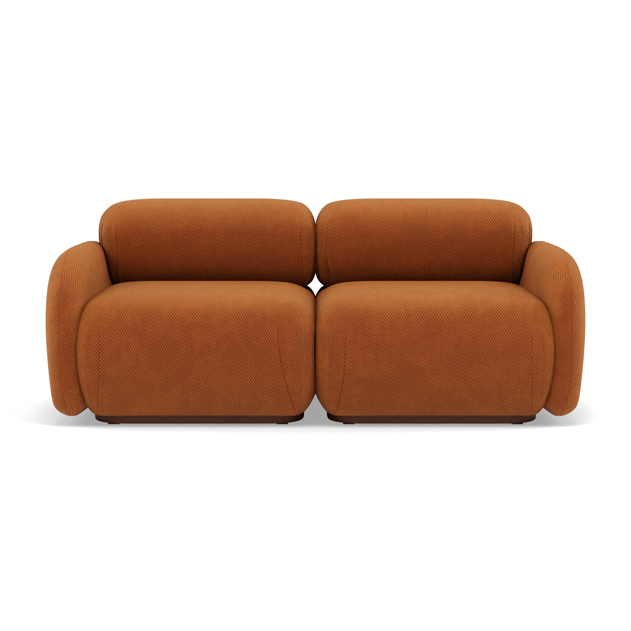 Penelope - canapé droit modulable 2 places en velours texturé - Terracotta