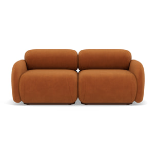 Penelope - canapé droit modulable 2 places en velours texturé - Terracotta