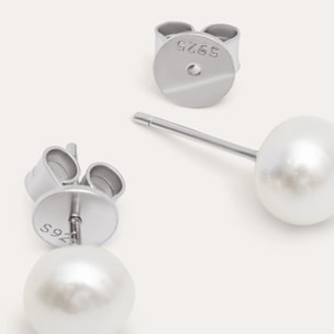 Pendientes Single Pearl Plata