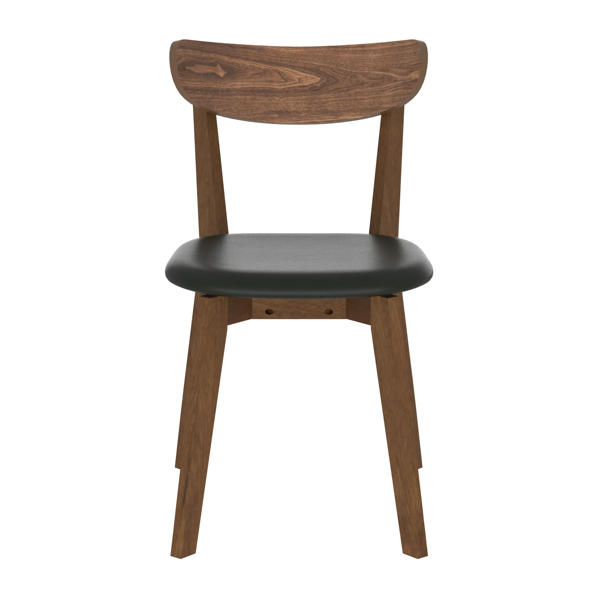 Lot de 2 chaises en cuir synthétique noir et bois de frêne - Tabata