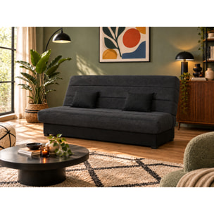 Canapé convertible Cecilia, matelas Simmons ressorts, 130 x 190 cm, noir