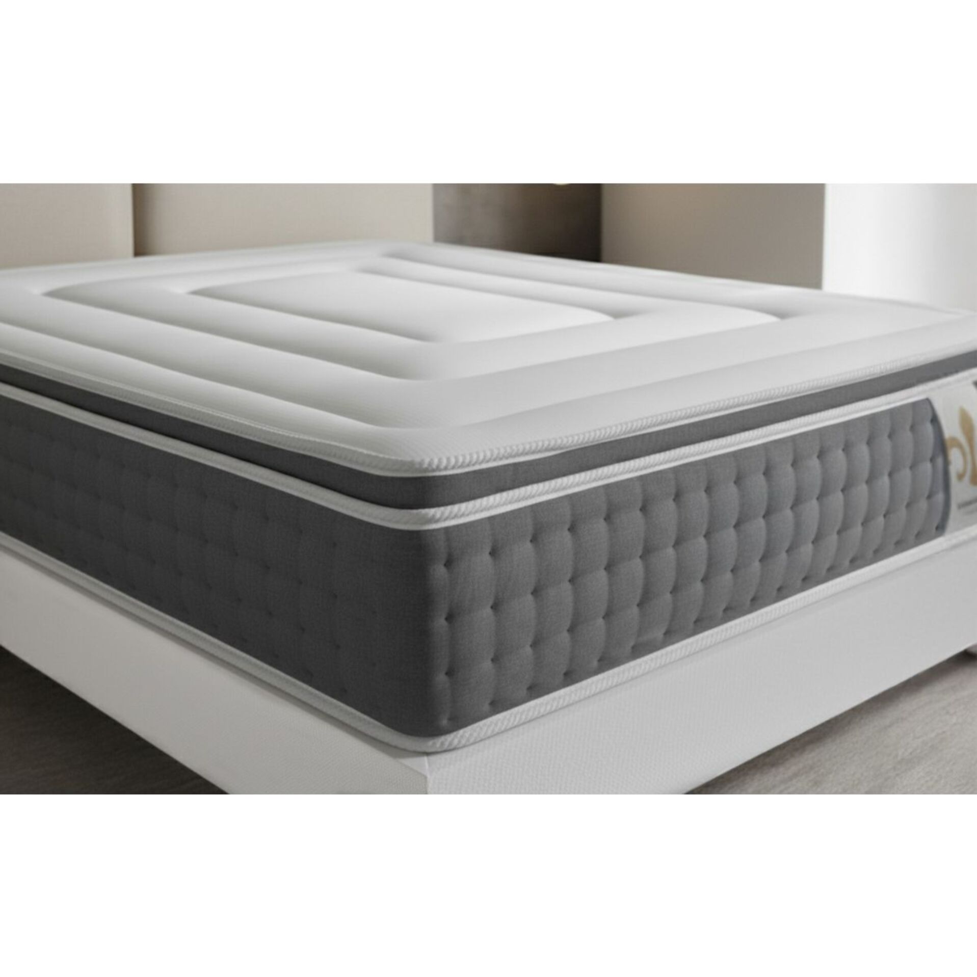Ensemble Matelas Vingt-Six PLUS - 26cm - Ressorts ensachés et mémoire de forme - Surmatelas intégré - Sommier kit Blanc