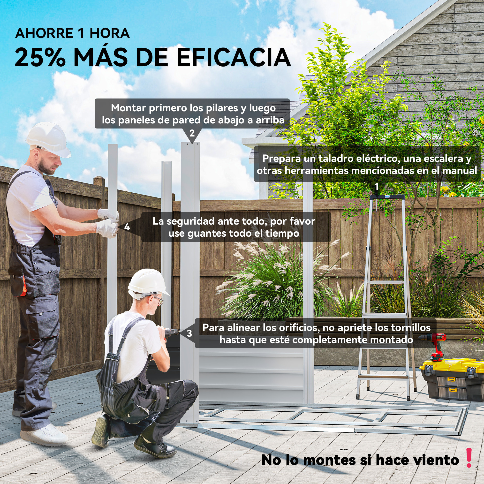 Caseta de Jardín Exterior 2,36m² 213x120x194 cm Cobertizo de Jardín Exterior con Base Refuerzo (Suelo NO Incluido) Puertas Correderas Dobles Candado Ventanas Gris Oscuro