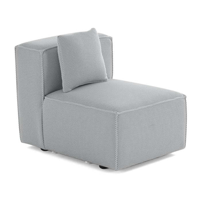 Arty - module d'assise sans accoudoirs - en tissu mailles 3D - Gris clair