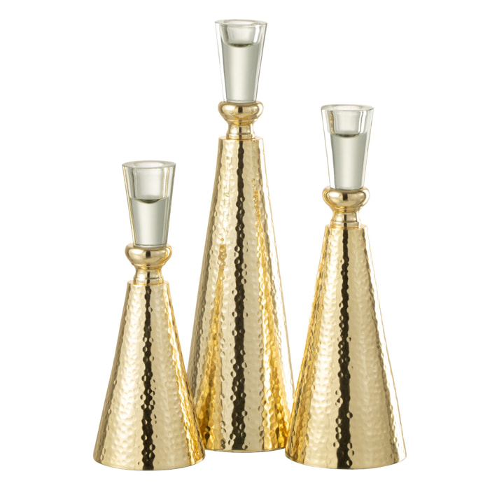 J-Line chandelier Tape - aluminium/verre - or/transparent - large