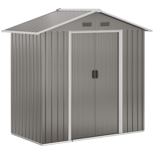 Abri de jardin - remise pour outils - cabanon porte verrouillable - dim. 194L x 110l x 184H cm - tôle d'acier gris