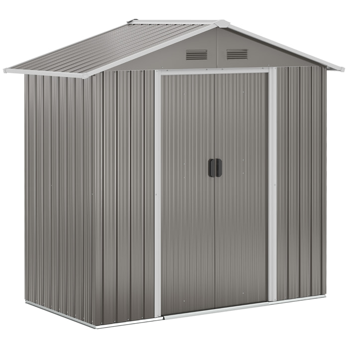 Abri de jardin - remise pour outils - cabanon porte verrouillable - dim. 194L x 110l x 184H cm - tôle d'acier gris