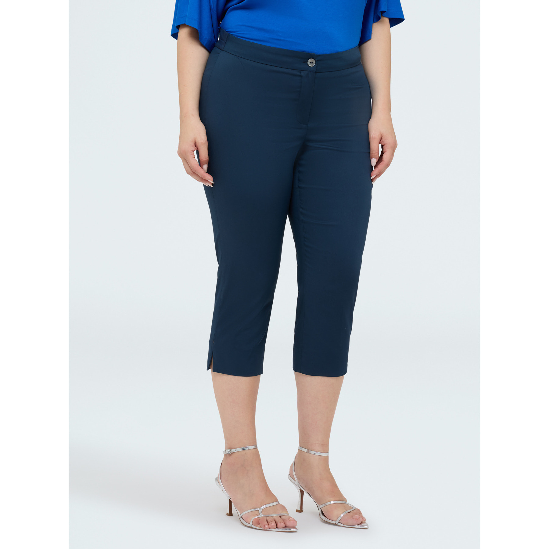 Fiorella Rubino - Pantalones Capri de mezcla de algodón - Azul