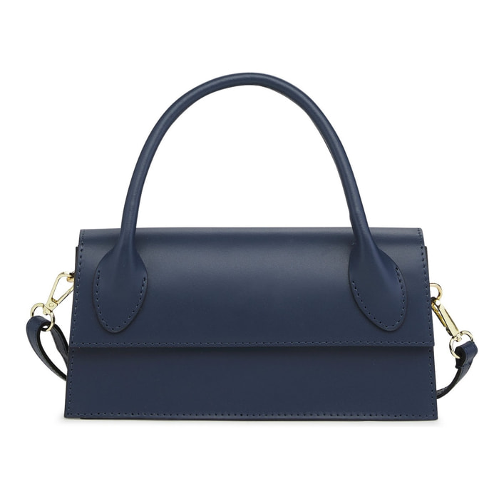 Borse Donna colore Blu-in pelle Made in Italy 22x18x8cm