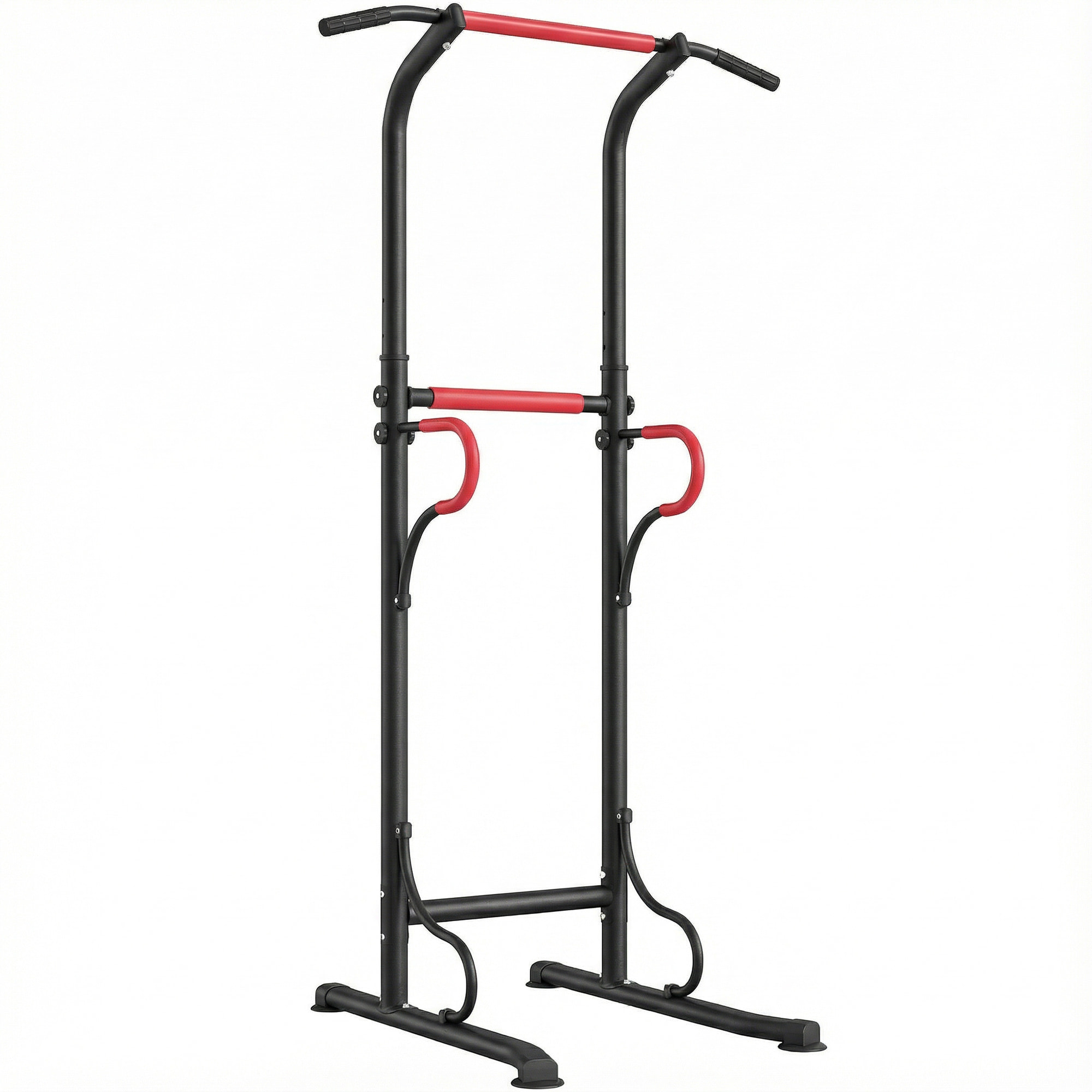 Station de musculation multifonctions barre de traction chaise romaine hauteur réglable acier noir rouge