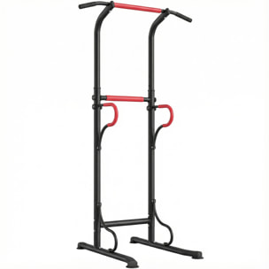 Station de musculation multifonctions barre de traction chaise romaine hauteur réglable acier noir rouge