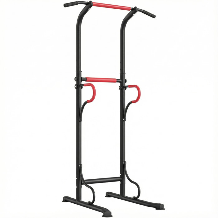 Station de musculation multifonctions barre de traction chaise romaine hauteur réglable acier noir rouge